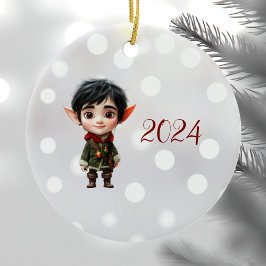 Chill Boy Navidades Elf Ornamento cerámico