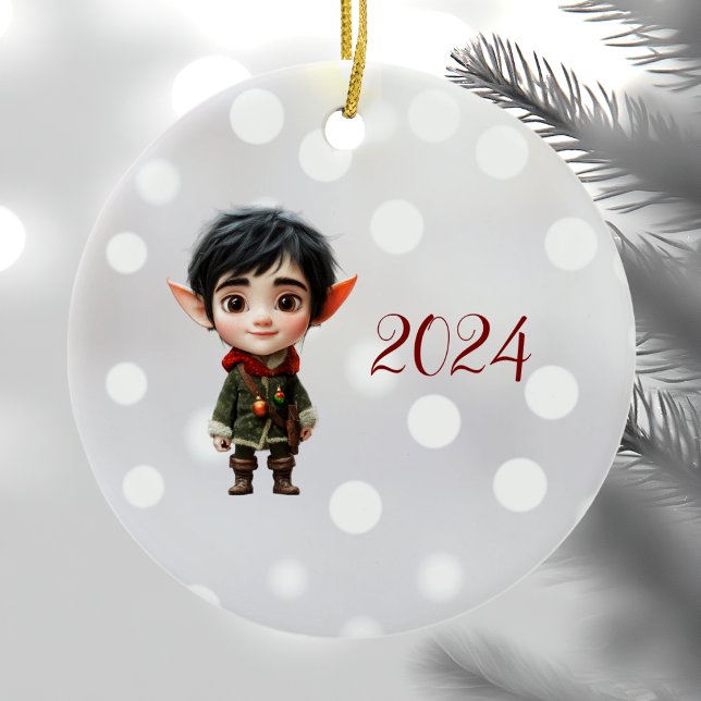 Chill Boy Navidades Elf Ornamento cerámico (Subido por el creador)