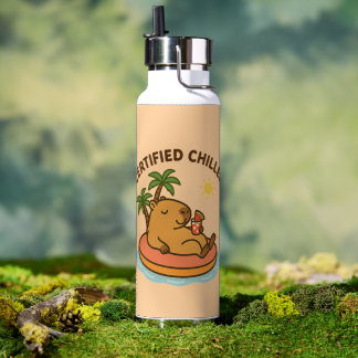Chill Capybara - Botella de agua tropical Cute