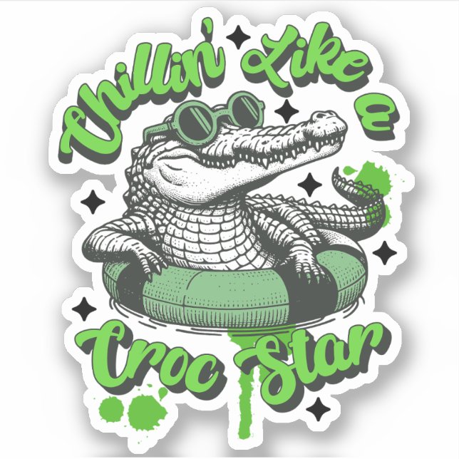 Chillin' como un Pegatina estrella de croc: Cocodr (Anverso)