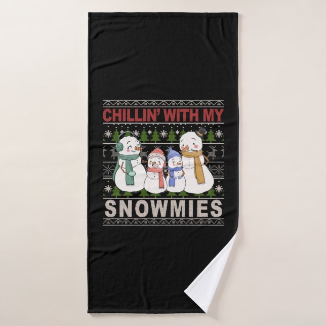 Chillin Con Mis Snowmies Navidades graciosos (Toalla de baño)