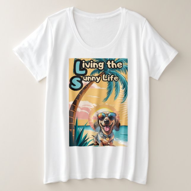 Chillin' en el sol: Perro negro y marrón con shad (Anverso del diseño)