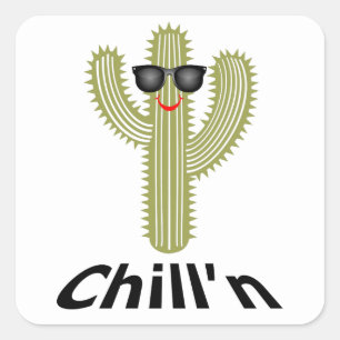Chill'n Cactus Design - Pegatinas cuadrados, Matte