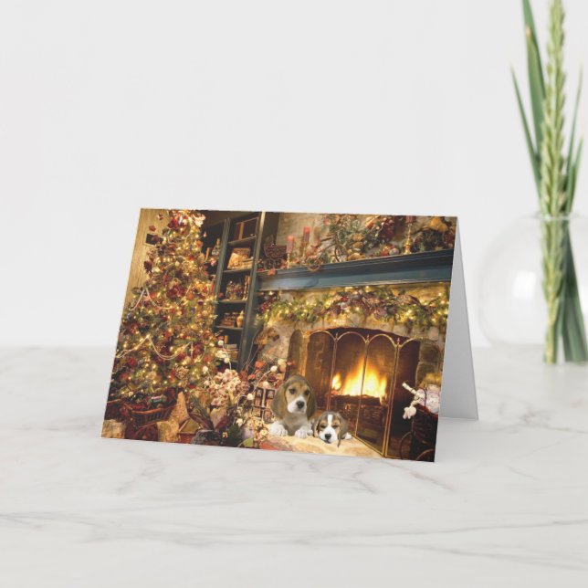 Chimenea de la tarjeta de Navidad del beagle (Anverso)