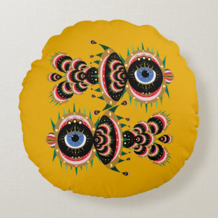 Chimera - Cojín decorativo redondo de aves de pesc