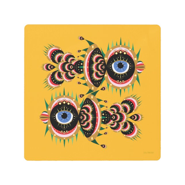 Chimera - Pájaro de pescado 8 x 8 impresión Metali (Anverso)