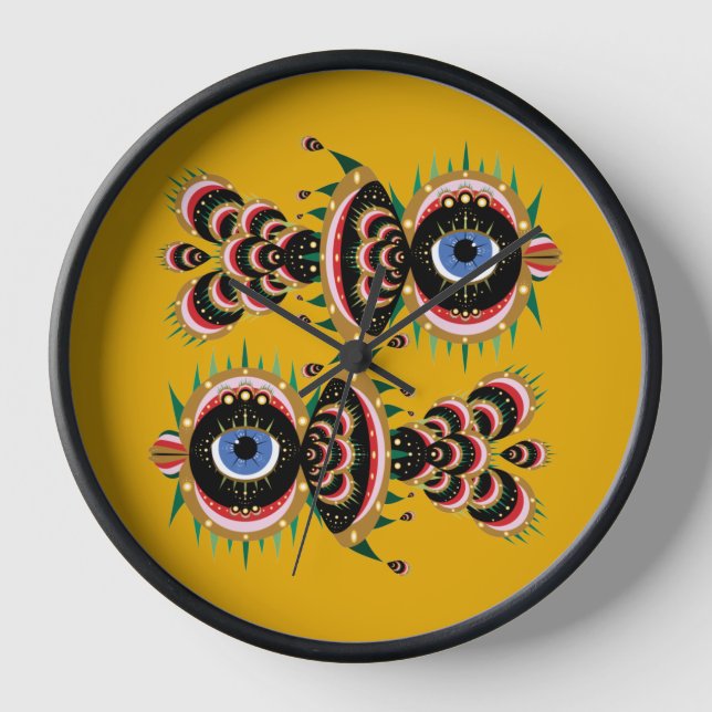 Chimera - Reloj con marco de madera de pájaro (Anverso)