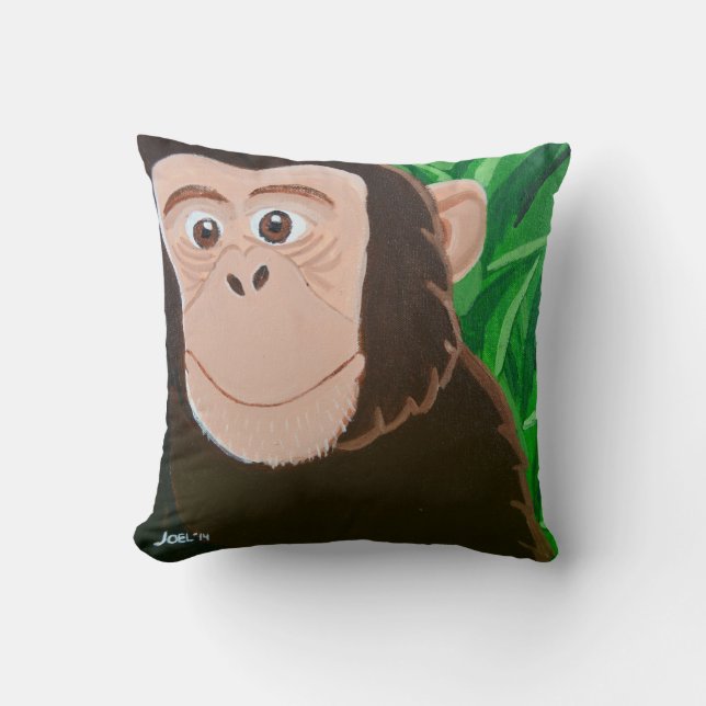 Chimpancé almohada cuadrada 16 x 16 (Anverso)