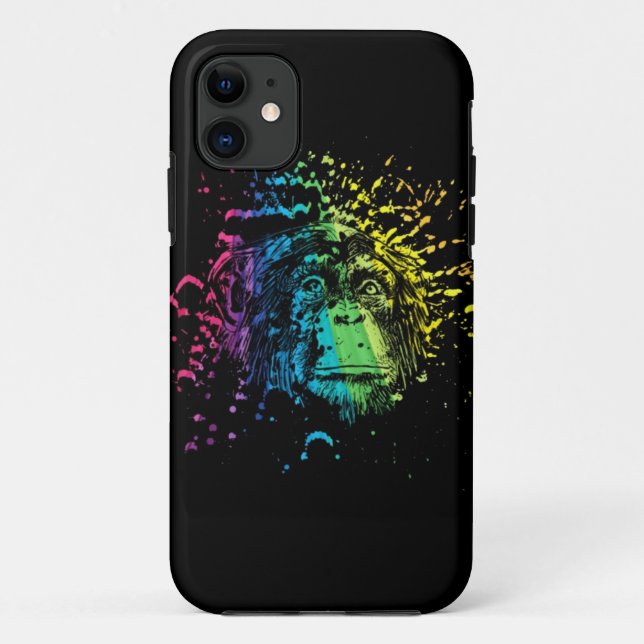 Chimpancé arcoiris en estuche para iPhone de Funda (Reverso)