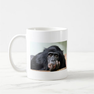 Chimpancé chimpancé mono cara taza de taza