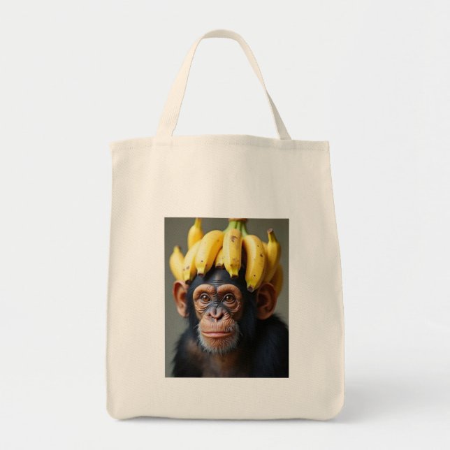 Chimpancé con bolso de tota de peluca de plátano (Frente)