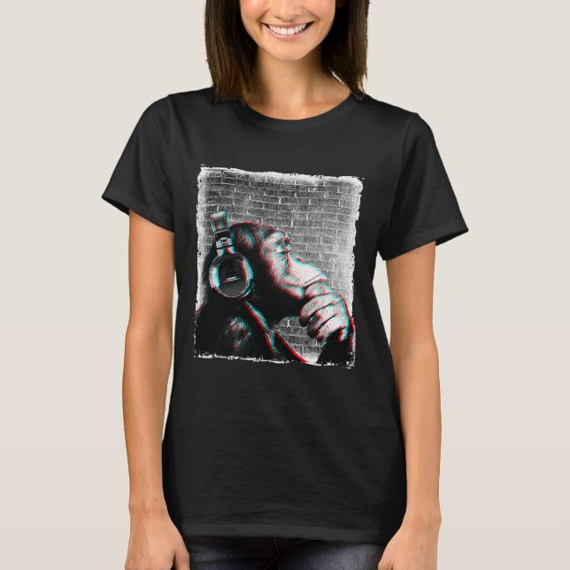 Chimpancé De Mono Con Camisa De Auriculares - Edm  (Anverso)