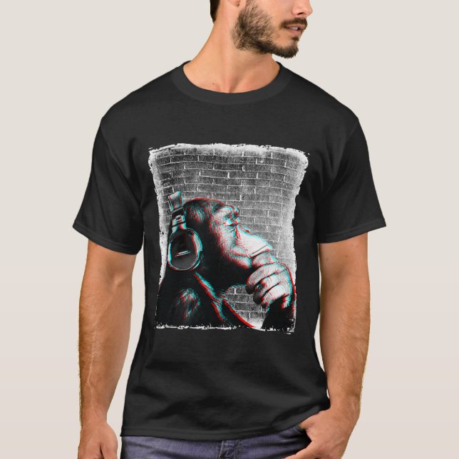 Chimpancé De Mono Con Camisa De Auriculares - Edm  (Anverso)