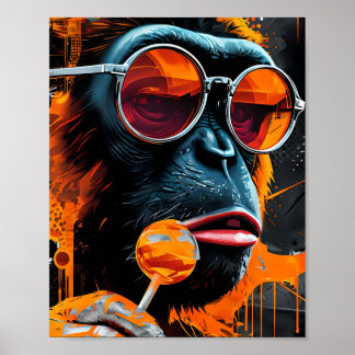 Chimpancé Guay con Lollipop - Arte pop urbano