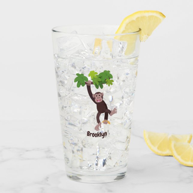 Chimpancé lindo en personalizado colgante de la ju (Reverso (hielo))
