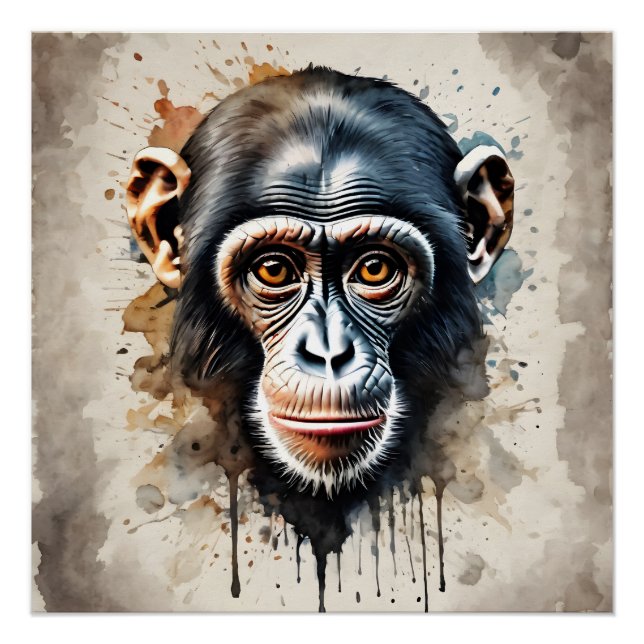 Chimpancé no 1 Poster brillante (Anverso)