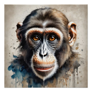 Chimpancé no 4 Poster brillante