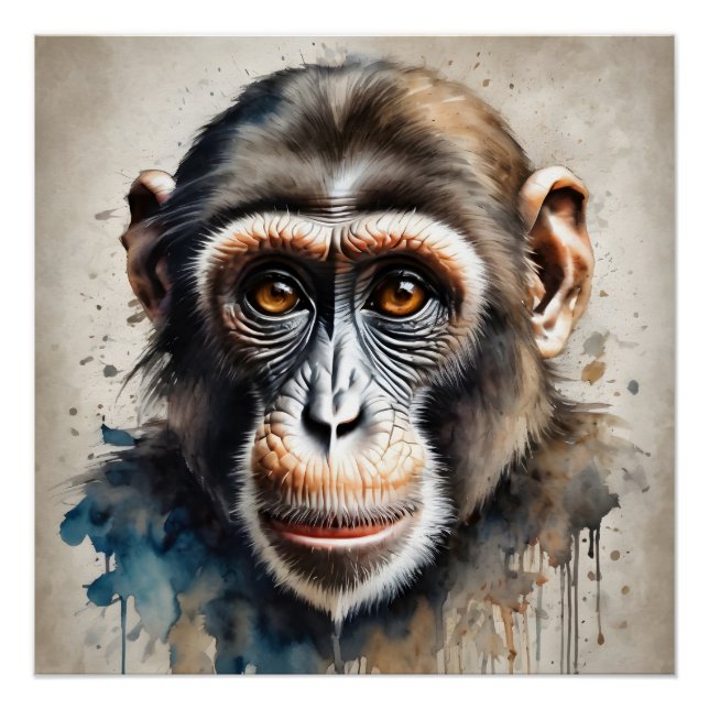 Chimpancé no 4 Poster brillante (Anverso)