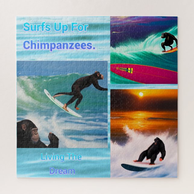 Chimpancés surfistas, rompecabezas  (Vertical)