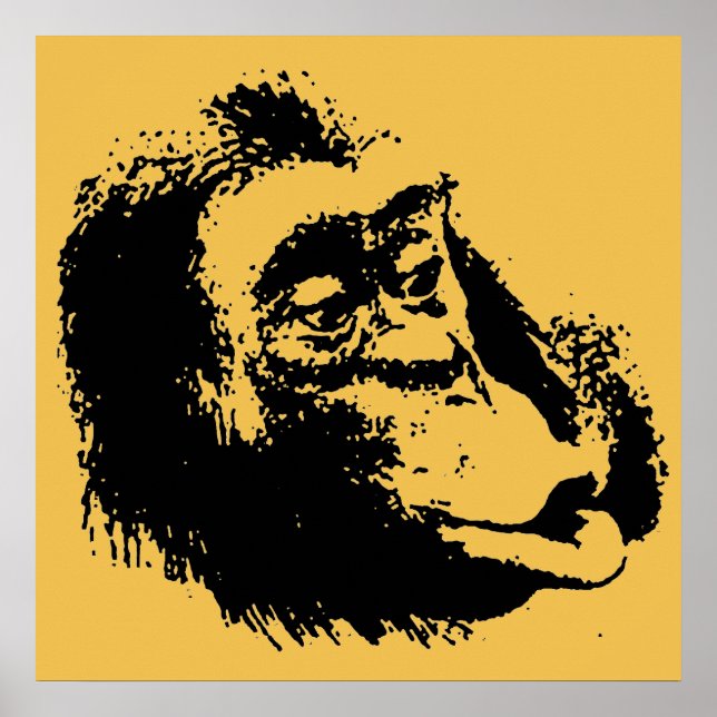 Chimpanzee divertido de arte pop negro amarillo (Frente)