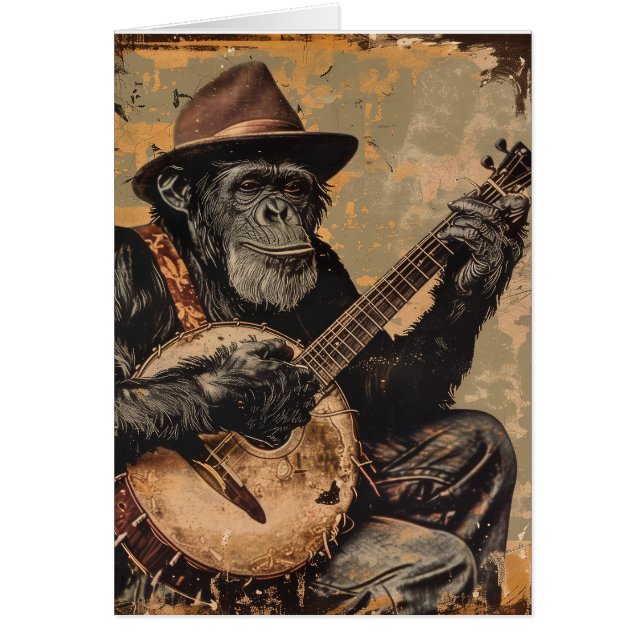 CHIMPANZEE MONKEY FUNNY BIRTHDAY GREETING CARD (Frente)