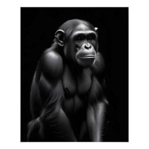 Chimpanzee Wildlife Majestic Nature Life Poster