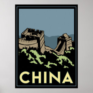 china gran pared asia arte deco retro