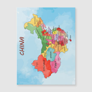 China Map acuarela arte Tarjeta magnética