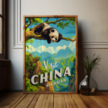 China Sichuan Panda Viaje Afiche Arte Pared