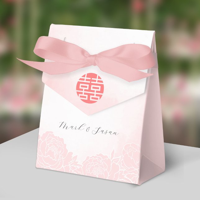 Chinas acuarelas Peonies caja de favores de boda (Subido por el creador)