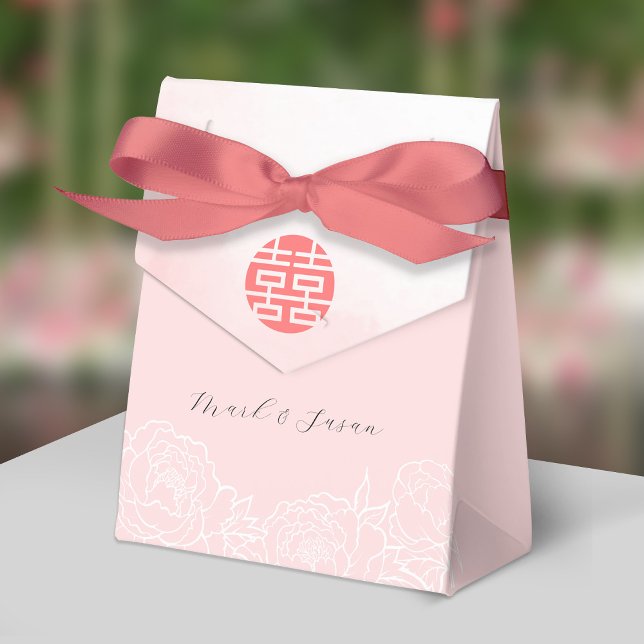 Chinas acuarelas Peonies caja de favores de boda (Subido por el creador)