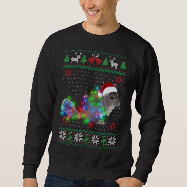 Chinchilla Animal Ugly Sweater Christmas Puppy Ani (Anverso)