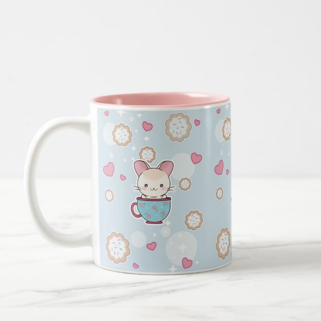 Chinchilla de Kawaii en taza de té con las (Izquierda)