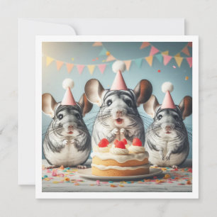 Chinchillas comiendo tarta invitación para cumplea