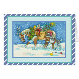 CHINCOTEAGUE PONIES NAVIDADES GREETING CARD Verse