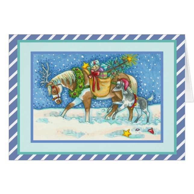 CHINCOTEAGUE PONIES NAVIDADES GREETING CARD Verse (Anverso (Horizontal))