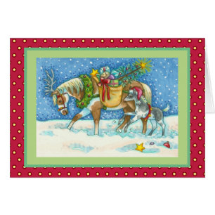 CHINCOTEAGUE PONIES NAVIDADES GREETING CARD Verse