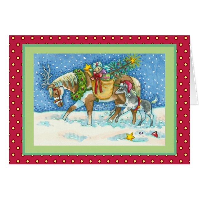CHINCOTEAGUE PONIES NAVIDADES GREETING CARD Verse (Anverso (Horizontal))