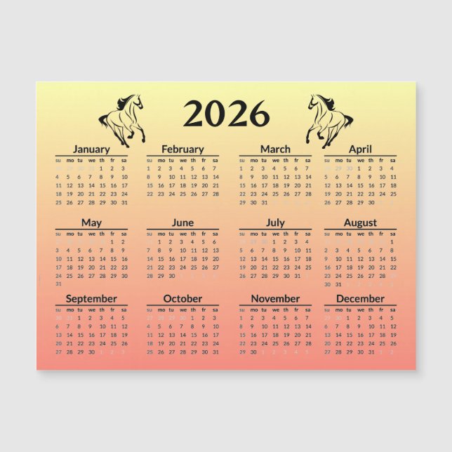 Chinese New Year of Horse 2026 Calendar  (Anverso)