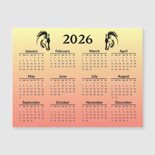 Chinese New Year of Horse 2026 Calendar  (Anverso)