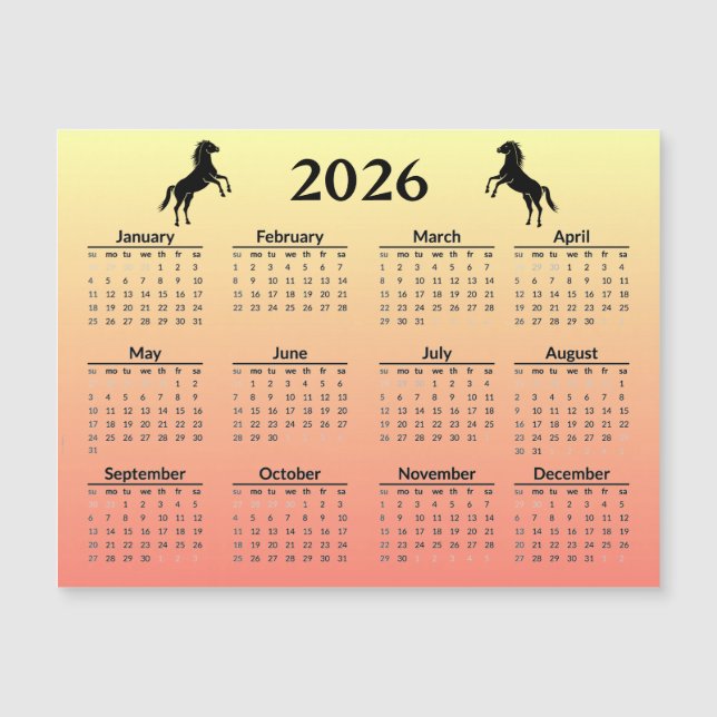Chinese New Year of Horse 2026 Calendar  (Anverso)