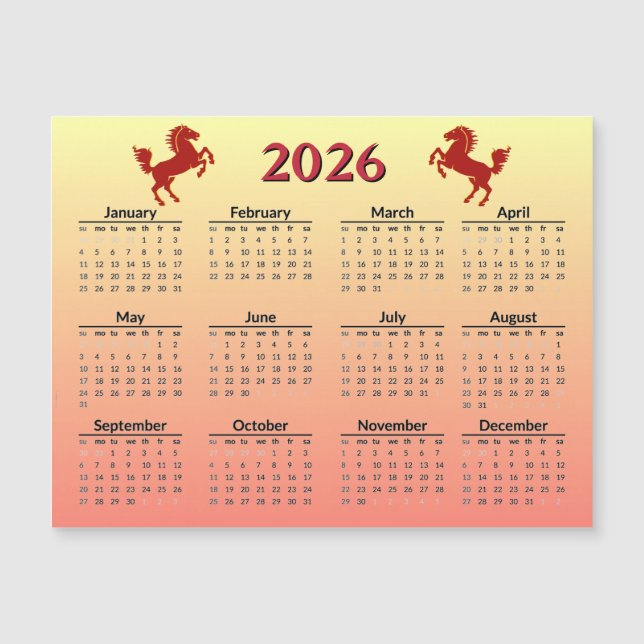 Chinese New Year of Horse 2026 Calendar  (Anverso)