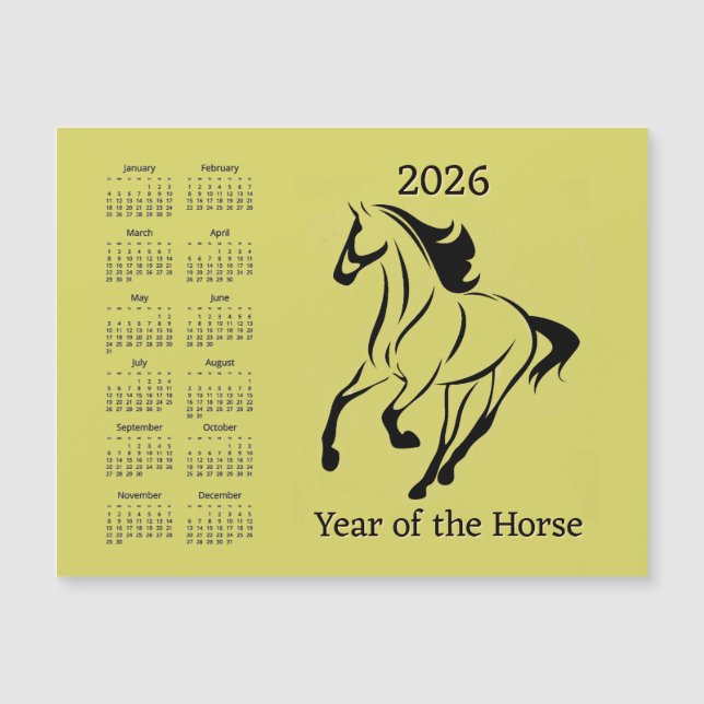 Chinese Year of the Horse Calendar Magnetic Card (Anverso)