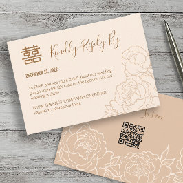 Chino elegante matrimonio de novios RSVP con códig