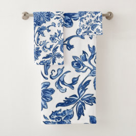 Chinoisería Floral Azul Acuarela Blanca