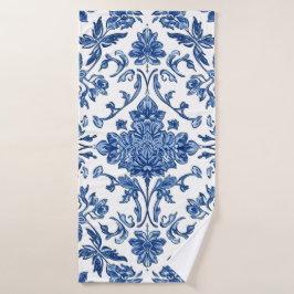 Chinoisería Floral Azul Acuarela Blanca