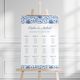 Chinoiserie Azul Y Blanco 12 Mesas Tabla De Asient