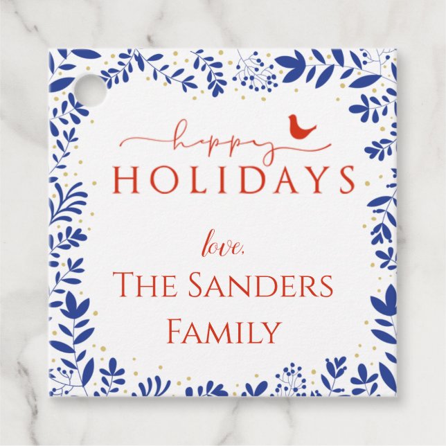 Chinoiserie azul y blanco, etiqueta de regalo de a (Anverso)