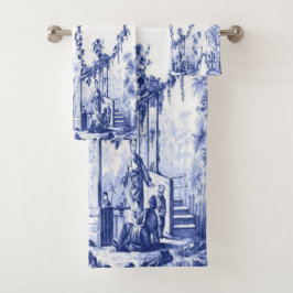 Chinoiserie azul y blanco Oriental 3 Piece Lujo