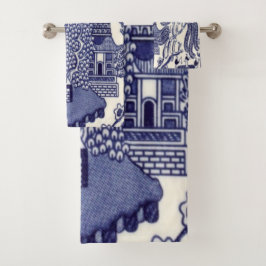 Chinoiserie azul y blanco Oriental 3 Piece Lujo